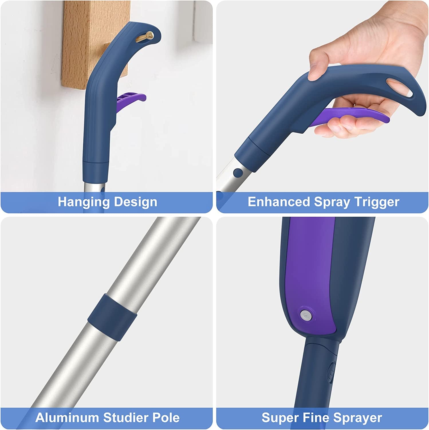 Spray Wet Mops for Cleaning Floors -  Floor Mop with Spray with 4 Washable Pads 2 Refillable Bottles - Flat Mops Dust Dry Mop Home Commercial Use for Hardwood Laminate Wood Ceramic Tiles